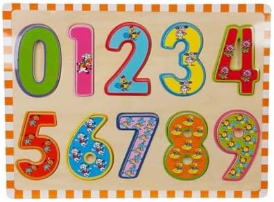 Woody Ahşap Rakamlar Bultak Puzzle 10 Parça - Turuncu Kenarlı