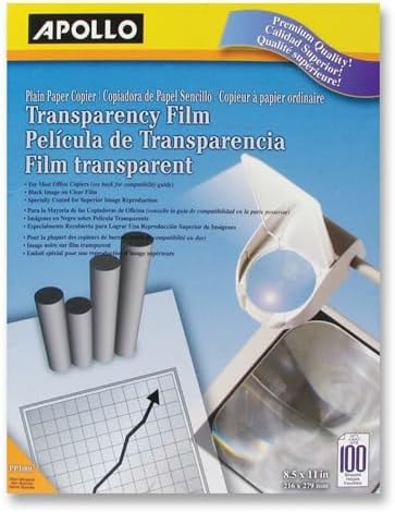 Apollo Fotokopi makinesi için şeffaf folyo, şeffaf üzerine siyah, 100 adet