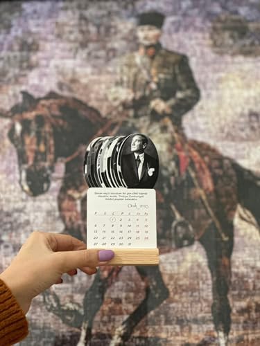 2026 Atatürk Takvimi Ahşap Ayaklı Atatürk Temalı Mini Özel Tasarım Takvim, Atatürk 2026 Takvim