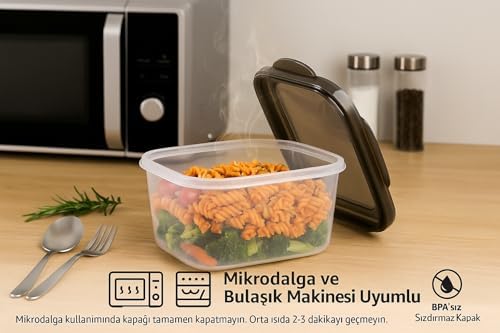 3’lü Sızdırmaz Saklama Kabı Seti | 1600ml + 2800ml + 4600ml | Şeffaf Plastik Yemek Kabı | Gıda Saklama & Mutfak Organizer Kutusu | Mikrodalga ve Buzdolabı Uyumlu