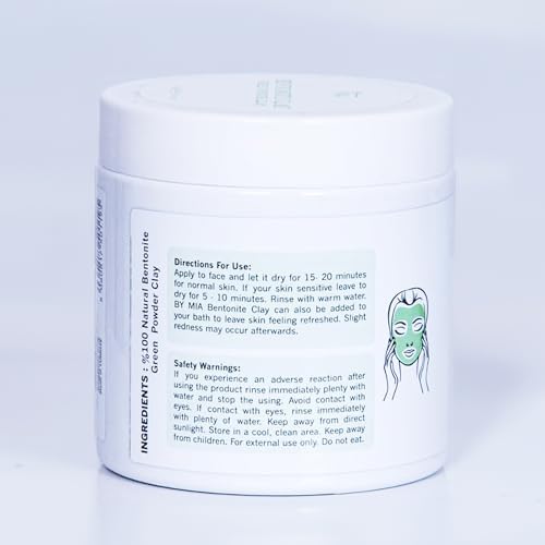 BY MIA Yüz ve Vücut Bentonit Kili%100 Natural Doğal Yeşil Toz Kil 500 gr