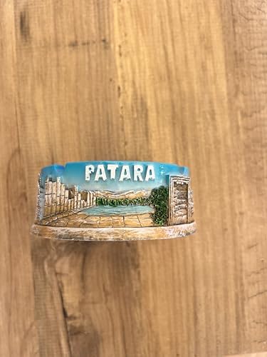 Patara Antik Kent Dekoratif Küllük, Mavi ve Altın Rengi, Kaplumbağa Desenli, El Yapımı Seramik, Tarihi Tema