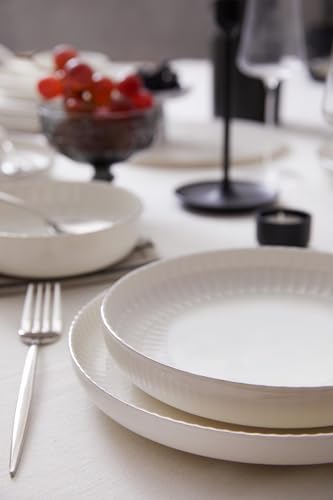 Porselen Crest 18 Parça 6 Kişilik Yemek Takımı Platin Fileli