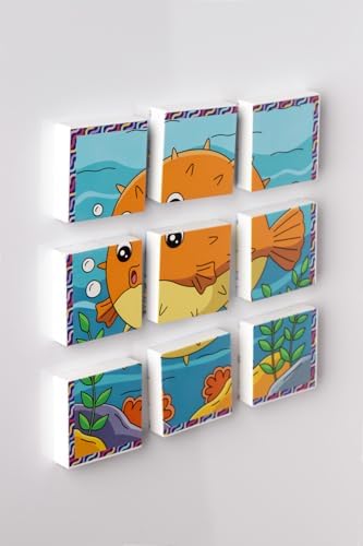 Manyetik Blok Çift Taraflı 9 Parçalı Mıknatıslı MELEK BALIĞI - BALON BALIĞI Puzzle - 2 Görsel YapBoz