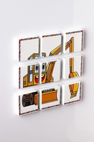 Manyetik Blok Çift Taraflı 9 Parçalı Mıknatıslı KEPÇE - FORKLİFT Puzzle - 2 Görsel YapBoz