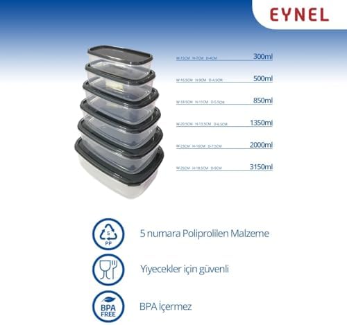 6'lı Saklama Kabı Seti, İç İçe Geçebilen Kaplar, Piknik Kutusu, Çok Amaçlı Kutular, Mikrodalgaya Uyumlu, Buzdolabı Kapları, BPA