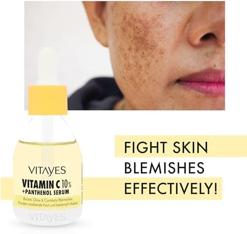 VITAYES C Vitamini%10 Ve Panthenol Cilt Tonu Eşitleyici Leke Karşıtı Aydınlatıcı Nemlendirici Serum, 30 ml