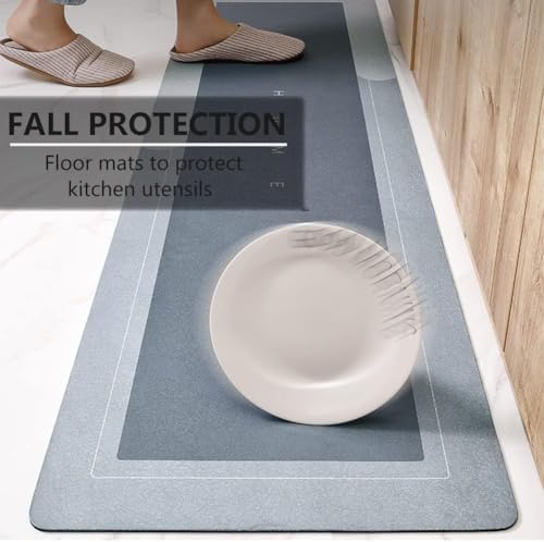 Banyo Paspası Halısı, Süper Emici Zemin Paspası Hızlı Kuruyan İnce Banyo Paspasları Halılar Kauçuk Kaymaz Alt Duş Halıları Duş Lavabo Küvet için 40 cm x 120 cm, Koyu Gri