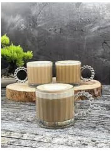 6'lı Cam Boncuk Kulplu Bardak Seti – 130 ml Şeffaf Kupa Bardak, Çay Kahve Su Meşrubat İçin Şık ve Dayanıklı Tasarım