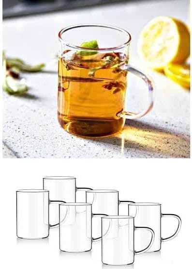 ® Borosilikat 6 Adet Lüx Ince Ateşe Dayanıklı Borosilikat Cam Kupa Bardak 6'lı Kupa Bardak Seti, QC-O4063