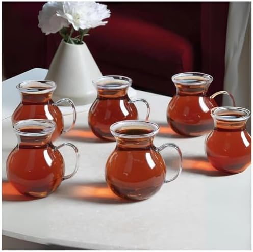 6’lı Borosilikat Cam Çay Bardağı - Geniş Hazneli Dayanıklı Cam Çay Bardağı Seti