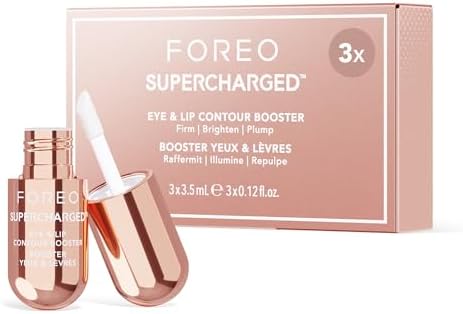 FOREO SUPERCHARGED Göz ve Dudak Serumu – Niasinamid, iletken jel – Yaşlanma karşıtı, dudak dolgunlaştırıcı ve şişlik giderici bakım – Seyahat boyu – 3 x 3.5 mL