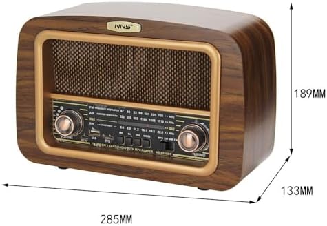 Retro Radyo Taşınabilir Bluetooth Speaker Ve Hoparlör Klasik Antika Tarzı İç ve Dış Mekan Multiband USB Girişli Dekoratif Klasik Radyo 18cm x 28cm 6655 Açık Kahverengi