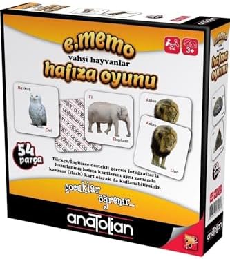 Eğitici Oyun - e.Memo Vahşi Hayvanlar Hafıza Oyunu / 54 Parça, #7404