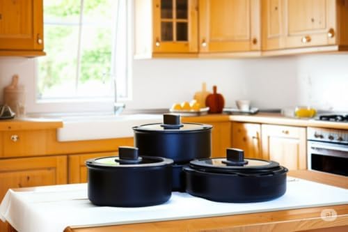 Belariva-Easy Çıkarılabilir Saplı 8 Parça Tencere Seti Siyah