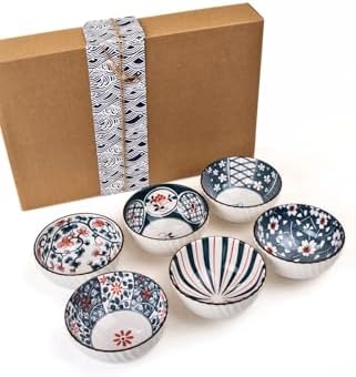 6'Lı Desenli Porselen Kase Seti 320 Ml, Çorbalık, Kahvaltılık, Atıştırmalık Kase Hediyelik Kutulu,Çok Renkli, FAN06