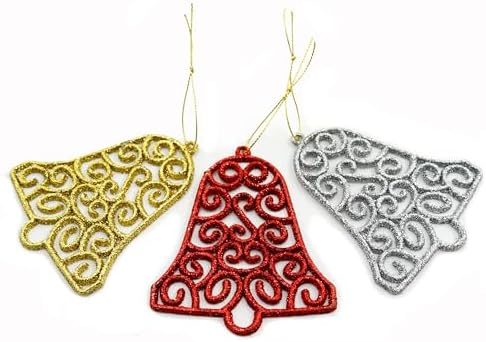Yılbaşı Ağacı İçin Asılabilir Çan Süsleri – Parlak Simli 3’lü Dekor Seti