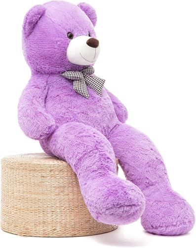 Peluş Ayı 120 cm Papyonlu Sevimli Ayı - Sevgiliye En Özel Hediye Mor