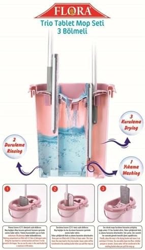 Flora F404 Trio Tablet Mikrofiber Mop Seti 3 Bölmeli,ilkatr1509