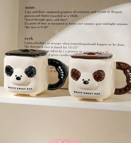 3D Kabartma Köpek Figürlü Seramik Kupa