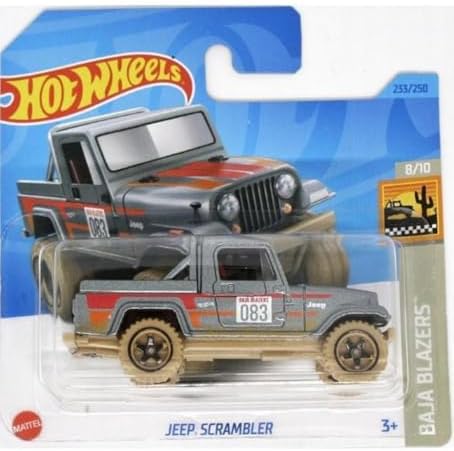 - Jeep Scrambler - Baja Blazers 8/10 - HKG78 - Short Card - Arazi aracı - kamyon - gri metalik - Mattel 2023 - 1:64