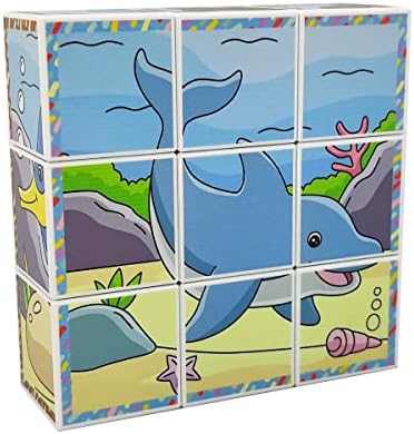 Deniz Hayvanları 3D Manyetik Puzzle (9 Mıknatıslı Küp 6 Yapboz)