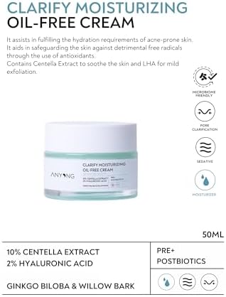 Anyong Sakinleştirici ve Nemlendirici Yağ İçermeyen Krem 50 ml (Centella Özü & Hyalüronik Asit)-Yağlı Cilt