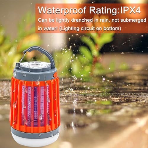 Taşınabilir Mini Sivrisinek Katil Lambası, Kamp Fener Böcek Zapper, 1800mAh Şarj Edilebilir Kamp Işık Fener, 8H aydınlatma, USB Gürültü Yok Elektrikli Sinek Katil Işık, IPX4 Su Geçirmez Dış ve İç Mekan için
