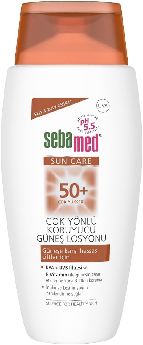 Sebamed Sun Care SPF 50+ UVA/UVB Filtresi ve E Vitamini Üçlü Yüksek Koruma Çok Yönlü Güneş Losyonu 150 ml
