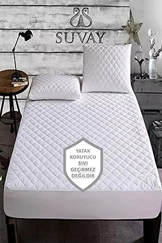 Suvay Kapitone Fitted Yatak Koruyucu Alez Tek ve Çift Kişilik Kapitoneli Pamuklu Yatak Alezi 9 Farklı Ebat (90x190)
