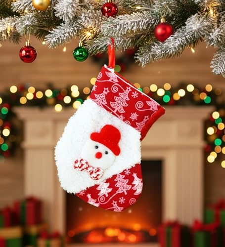 Yılbaşı Desenli Kırmızı Çorap Yılbaşı Süsü