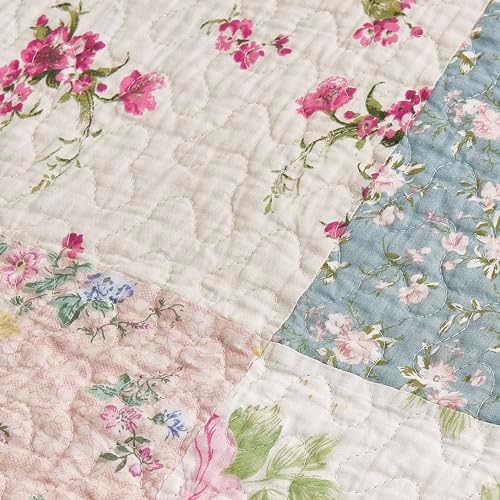Abbi 5 Parça Bahçe Çiçekli Yıkanmış%100 Pamuk Ters Çevrilebilir Yama İşi Yorgan Seti (Daybed Boyutu)