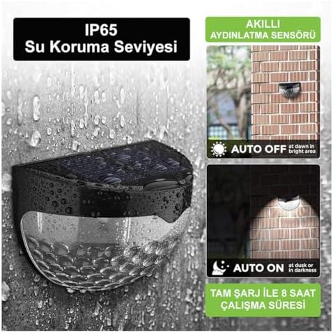 Güneş Enerjili Duvar ve Çit LED Aydınlatma 4 Adet/GT-SL23