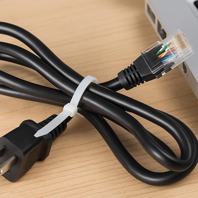 100’lü Beyaz Kablo Bağı 4.8 x 250 mm – Dayanıklı Naylon Plastik Kelepçe, Çok Amaçlı Kablo Düzenleyici, Ev, Ofis ve Araç Kullanımı İçin