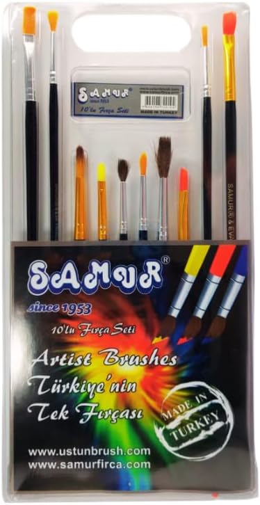 Sanatsal Sulu ve Akrilik ve Yağlı Boya 10'lu Fırça Seti