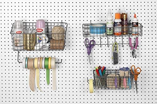 Diversified Pegboard & Duvara Monte Raf Sepeti ve Kanca İstasyonu, 40,64 cm U X 14,0 cm G, Endüstriyel Gri