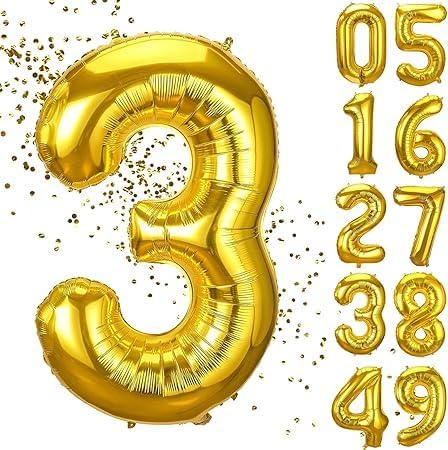 xesha 3 Yaş Doğum Günü Rakamlı Balon Yaş Günü Renk Uçan Balon 102 cm Doğum Günü ve Parti Dekorasyonu Büyük Boy Folyo Balon 40 inç - 102 cm Doğum Günü Dekorasyonu Balon Yaş Sayı Helyum Balon 3 Rakamı