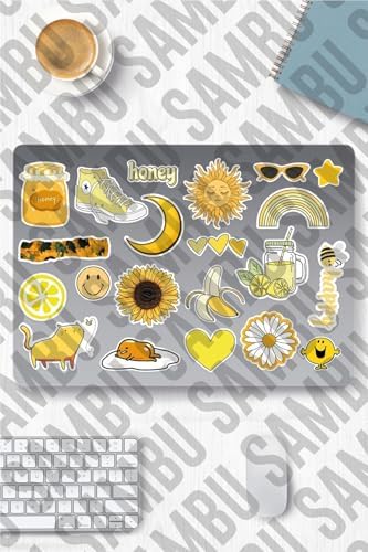 Yellow Aesthetic Temalı Etiket Seti 2 - Sarı - Laptop Notebook Telefon