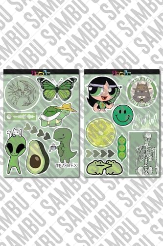 Green Aesthetic Temalı Etiket Seti 1 - Yeşil - Laptop Notebook Telefon