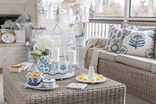 Mud Pie Cflwr Blok Baskı Çiçek Vazosu, 7" x 6"