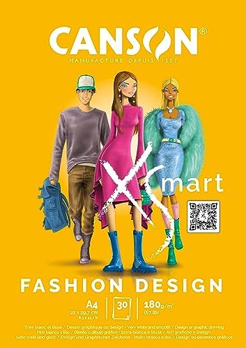 CANSON XSmart çizim kağıdı, beyaz, düz, 180 g/m², uzun taraflı, A4-21 x 29,7 cm, beyaz, 30 yaprak