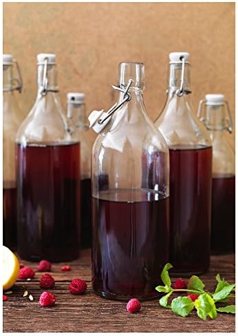 KORKEN şeffaf cam şişe, tıpalı, yağ, sirke, içecek, bira, su, kombucha, kefir, soda için sallanan şişeler, (481 ml)