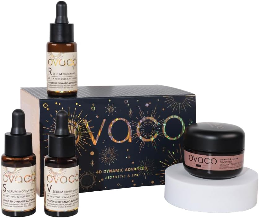 4D Dynamic Cilt Bakım Seti – Peptit, Squalane, Ginseng, Panthenol, Niacinamide B3 – Yaşlanma Karşıtı, Leke Karşıtı – Kore Bilimiyle Geliştirildi – 3 Serum + 1 Krem