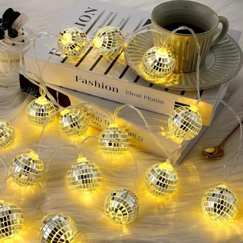 10'lu LED Disko Topu Işık Mini Ayna Topu Şerit Işık İç Dış Mekan Parti Bahçe Dekoru