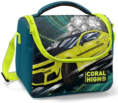 Erkek Çocuk Okul Beslenme Çantası - Yeşil-Sarı Yarış Arabası