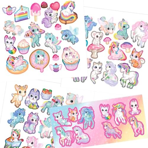 12466 Ylvi mini çıkartma eğlenceli - çıkartma defteri, 12 arka plan sayfası, kendiniz tasarlamanız için, 7 yaprak çıkartma dahil