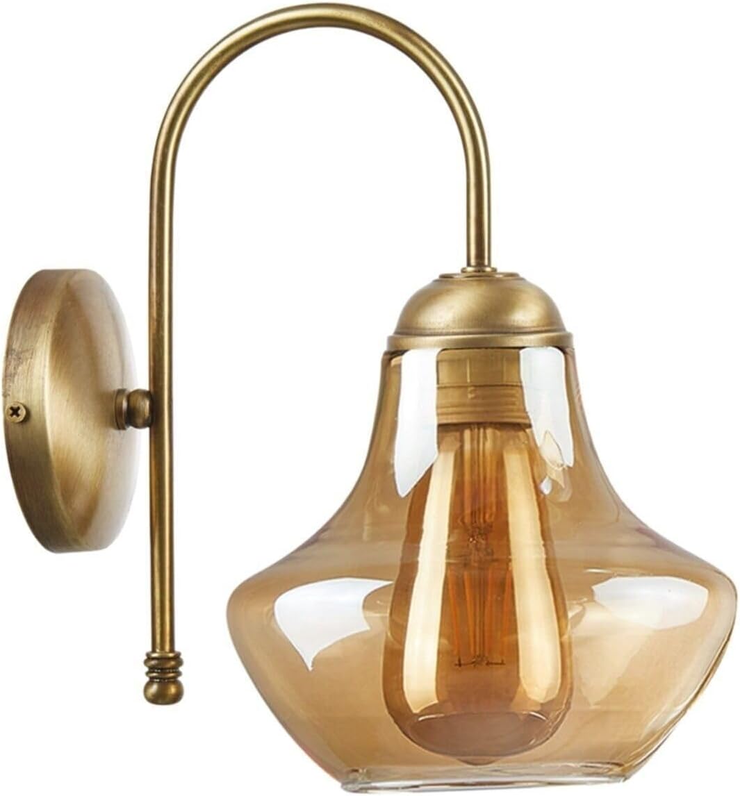 Fer Avize Fora Retro Rustik Eskitme Bal Camlı Duvar Aplik