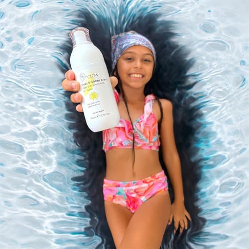 MiGlow Çocuk Güneş Kremi, SPF 50+ UVA+UVB Koruma, Vitamin E Plus, 150 ml, Tüm Cilt Tipleri İçin