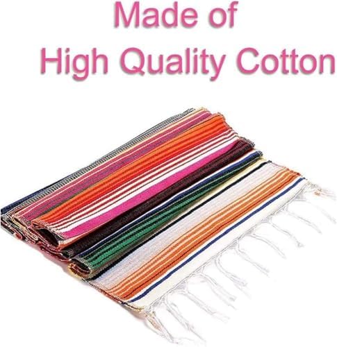 Masa Örtüsü, Premium Kalite 35x215 cm El Yapımı Pamuk Kumaş, Şık Çizgili Desen ve Püskül Detaylı, Özel Günler ve Günlük Kullanım için Masa Dekorasyonu