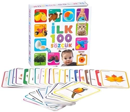 Eğitici Hafıza Kartları İlk 100 Sözcük Kelime Zeka Kartları - Bebekler İçin Resimli İlk 100 Kelimeler